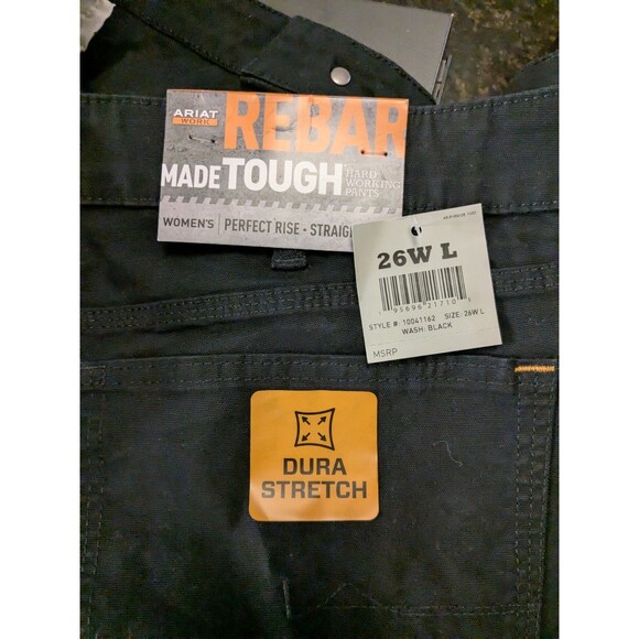 Ariat Rebar Pants Women Size 26W Black Perfect Rise Straight Made Tough Workwear - Picture 10 of 10